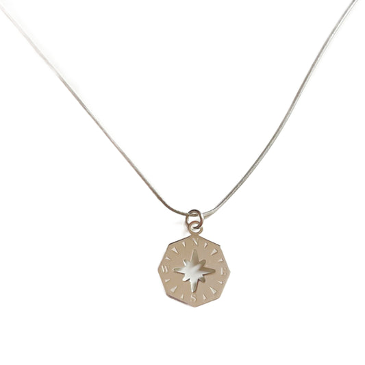 Sterling Silver Necklace with Compass Pendant