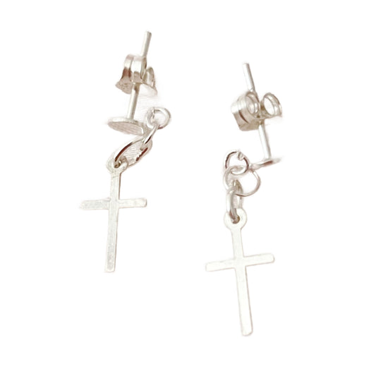 Sterling Silver Cross Earrings