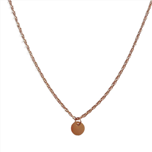 Rose Gold Necklace with Round Tag